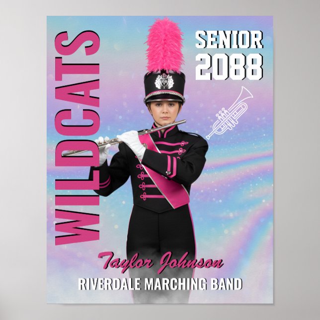 Senior Marching Band Custom Photo Gift Sports Poster (Front)