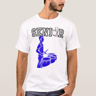 Senior Marching Band Drummer Blue Silhouette T-Shirt