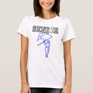 Senior Marching Band with Blue Outline Flag Girl T-Shirt