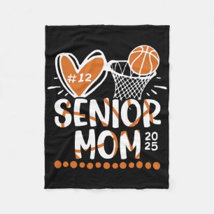 Senior Mom Cl Of 2025 Custom Sketll Player Number Fleece Blanket