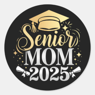 Senior Mum 2025 Graduation Family Son Daughter Classic Round Sticker