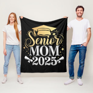 Senior Mum 2025 Graduation Family Son Daughter Fleece Blanket
