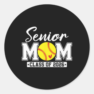 Senior Mum Cl Of 2026 Softball Mum Graduation Classic Round Sticker