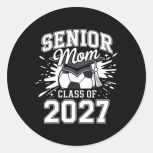 Senior Mum Cl Of 2027 Coquette Bow Soccer Graduati Classic Round Sticker