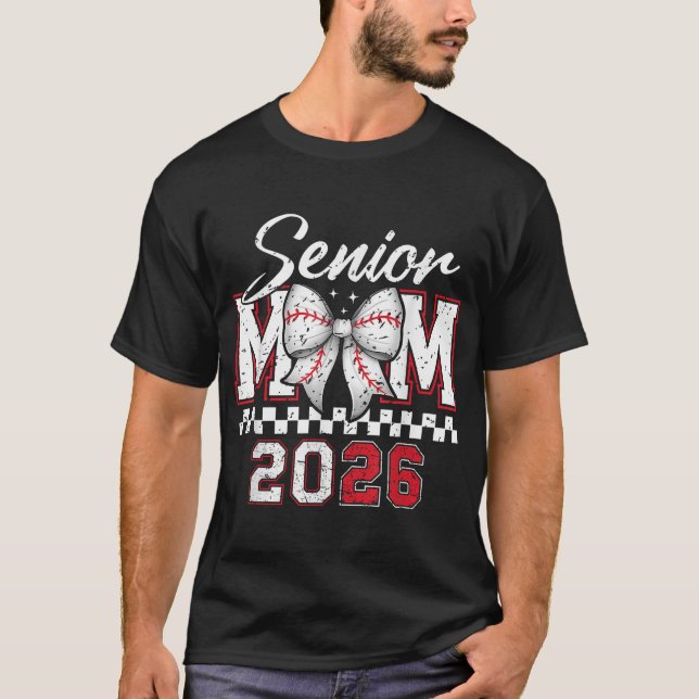 Senior Mum Class Of 2026 Coquette Baseball  T-Shirt (Front)