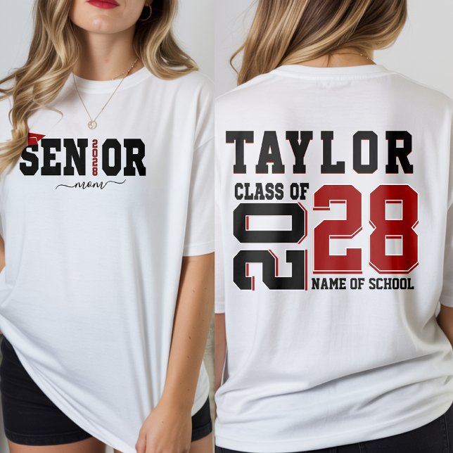 Senior Mum Class Of 2028 Personalised Name T-Shirt (Creator Uploaded)