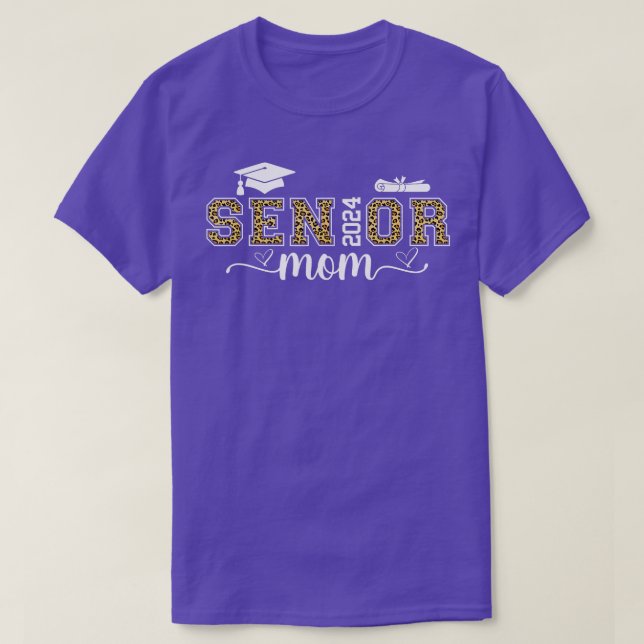Senior Mum Graduation 2024 Leopard Proud Mum Grad  T-Shirt (Design Front)