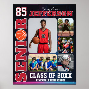 Senior Night Basketball Team Sports Photo Collage Poster