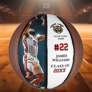 Senior Night Commemorative Custom Photo & Name Mini Basketball