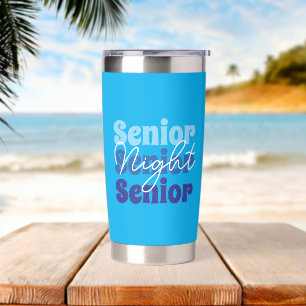 Senior Night Custom Retro Text Tumbler - Blue