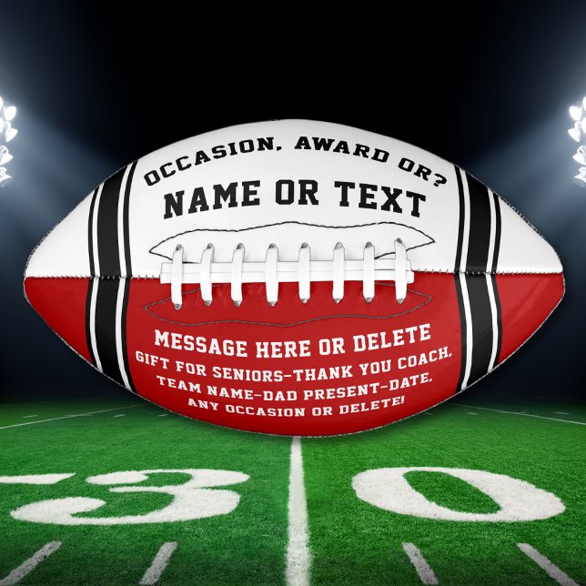 Senior Night Football Gift Ideas, Football Coach,  American Football (Father's Day gifts for football coaches.  Gifts for dads who love football. Football Award. Red.)