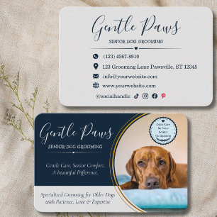 Senior Pet Groomer Salon Dog Grooming Business Card
