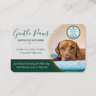 Senior Pet Groomer Salon Emerald Dog Grooming Business Card