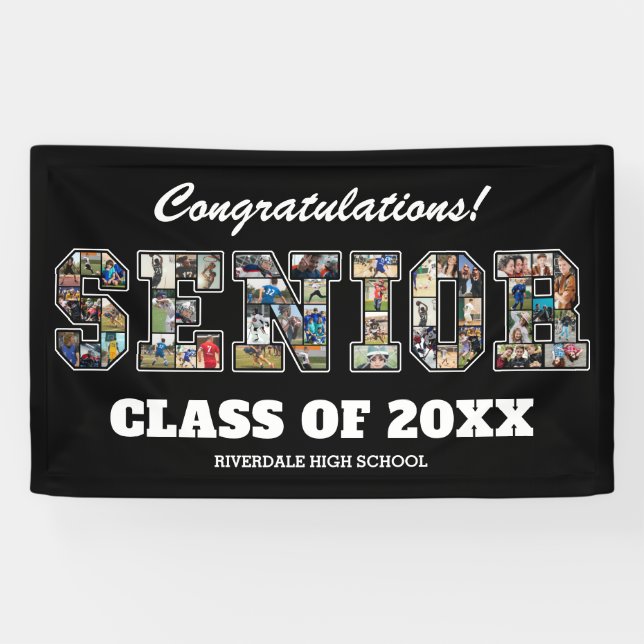 Senior Photo Collage School Graduation Party Sign (Horizontal)