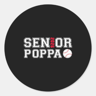 Senior poppa class of 2026 baseball dad poppa classic round sticker