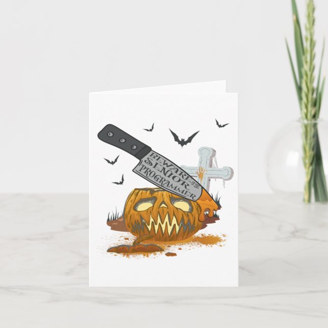 Senior Programmer Funny Halloween Party  Card (Front)