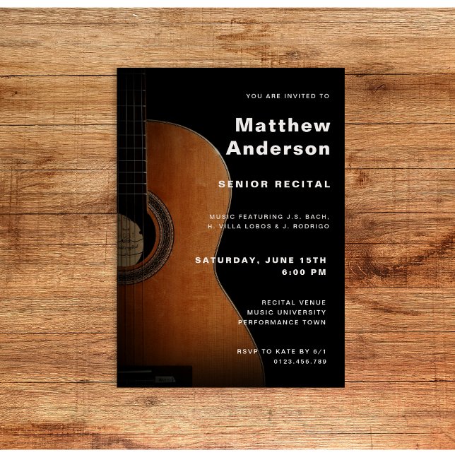 Senior Recital Guitar Music Concert Modern Invitation (Creator Uploaded)