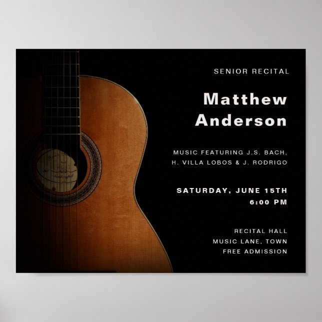 Senior Recital Guitar Music Concert Modern Poster (Front)