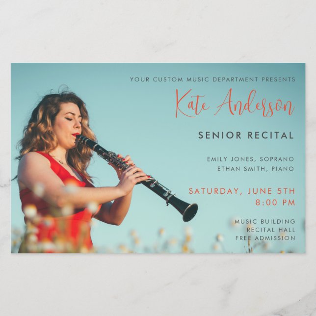Senior Recital Photo Template Concert Promotion Flyer (Front)
