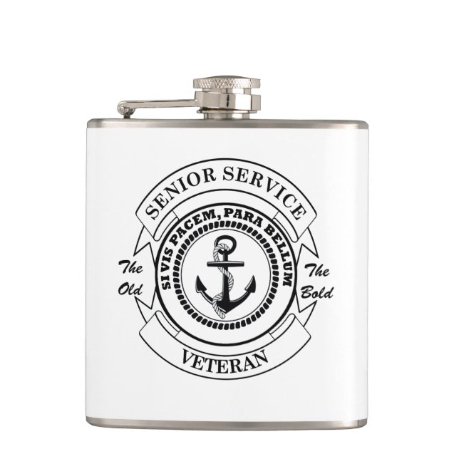 Senior Service Veteran  Hip Flask (Front)