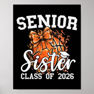 Senior Sister Cl Of 2026 Coquette Basketball Gradu Poster