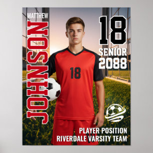 Senior Soccer Team Custom Player Photo Sports Poster