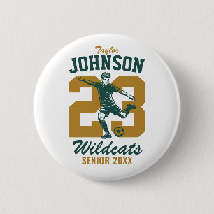 Senior Soccer Team School Sports Football Player 6 Cm Round Badge