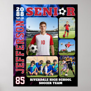 Senior Soccer Team Sports Player Photo Collage Poster