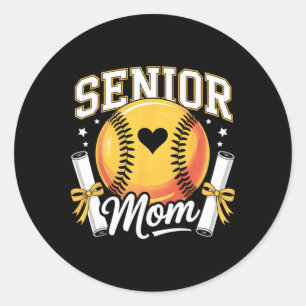 Senior Softball Mum 2026 Grad Funny Softball Mum G Classic Round Sticker