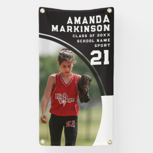 Senior Sport Black and White Outdoor Banner