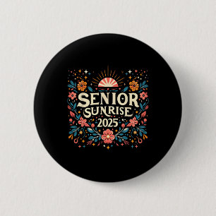 Senior Sunrise 2025 High School Vintage Wild Flowe 6 Cm Round Badge
