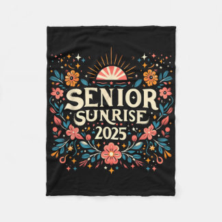 Senior Sunrise 2025 High School Vintage Wild Flowe Fleece Blanket