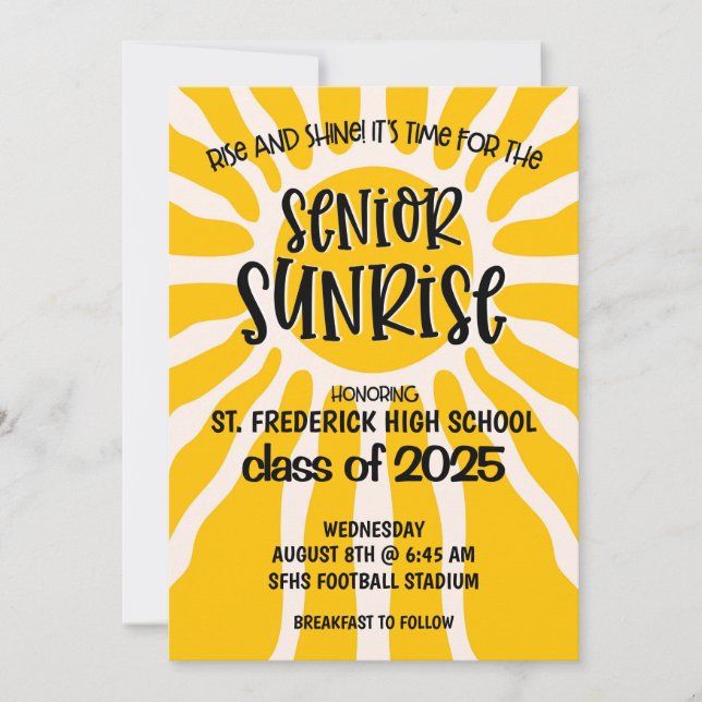 Senior Sunrise High School Senior Week Invitation (Front)