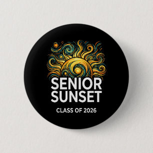 Senior Sunset Retro Graduation Cl 2026 Graphic 2 6 Cm Round Badge