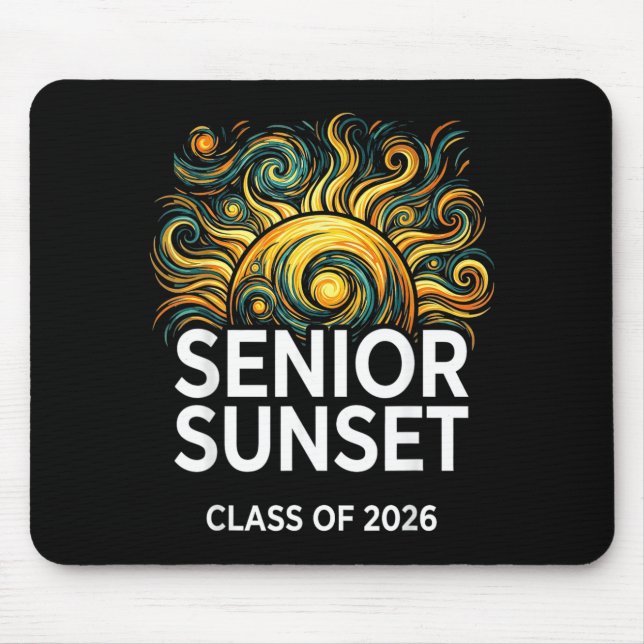 Senior Sunset Retro Graduation Cl 2026 Graphic 2 Mouse Mat (Front)