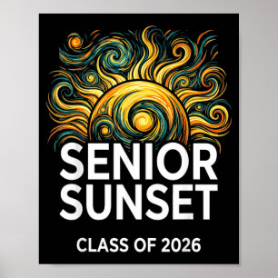 Senior Sunset Retro Graduation Cl 2026 Graphic 2 Poster