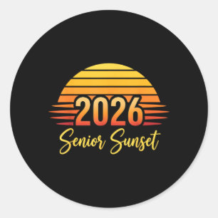 Senior Sunset Retro Graduation Cl 2026 Graphic Classic Round Sticker
