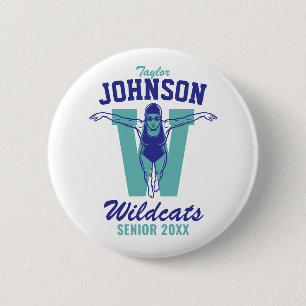 Senior Swim Team High School Sports Female Swimmer 6 Cm Round Badge