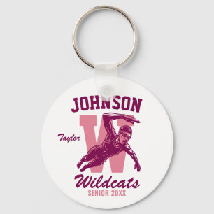 Senior Swim Team High School Sports Swimming Key Ring