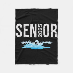 Senior Swim Team Member Cl Of 2025 Swimmer Vintage Fleece Blanket
