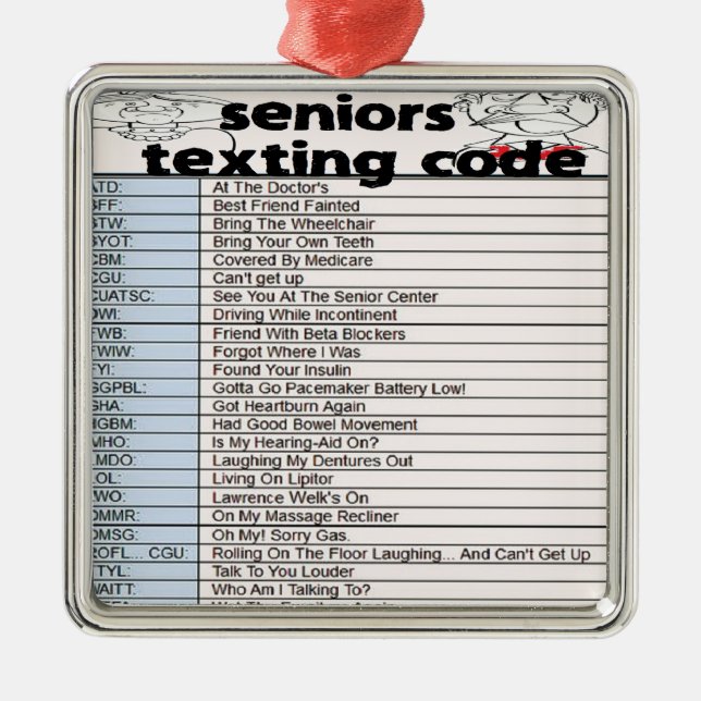 Senior Texting Code Metal Tree Decoration (Front)