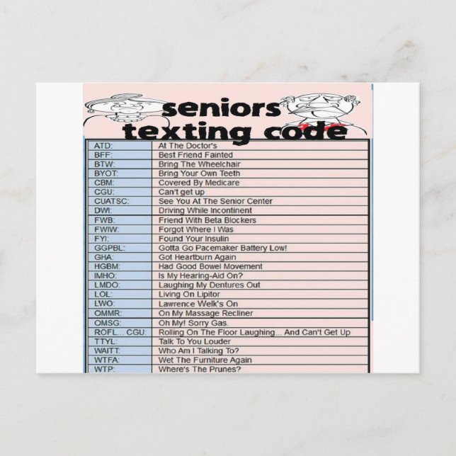 Senior Texting Code Postcard (Front)