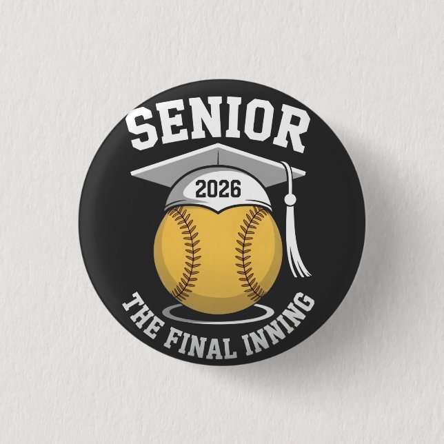 Senior The Final Inning 2026 Softball Graduation  3 Cm Round Badge (Front)