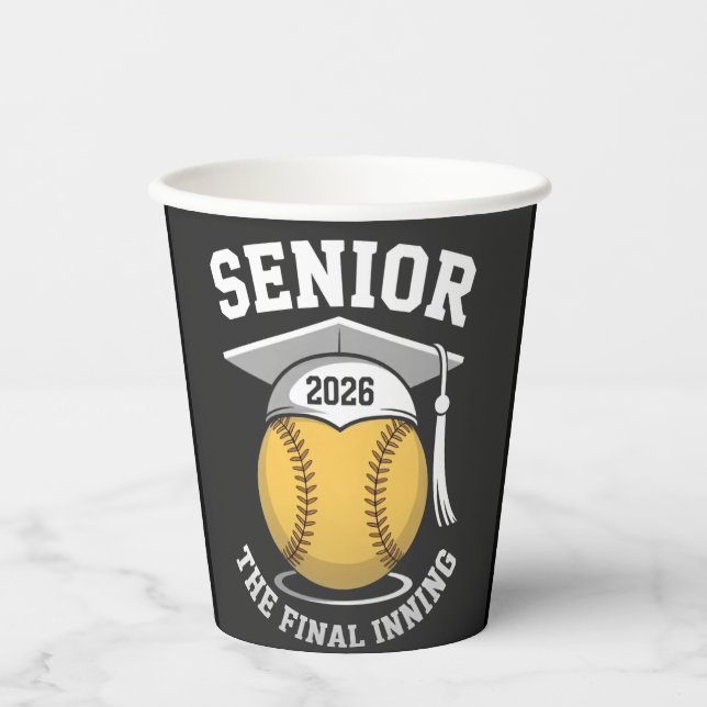 Senior The Final Inning 2026 Softball Graduation  Paper Cups (Front)