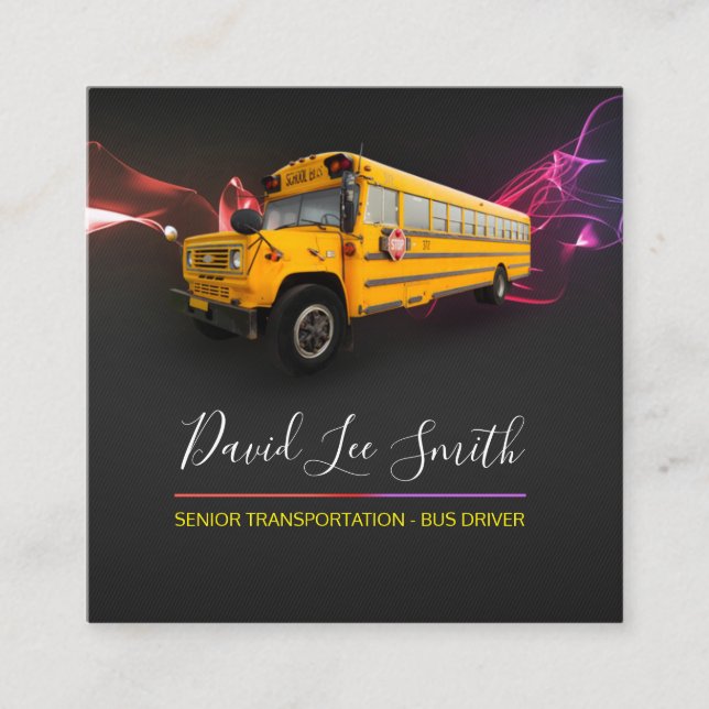 Senior Transportation / Bus driver Square Business Card (Front)