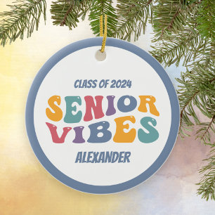 Senior Vibes Class of 2026 Grad Christmas Ceramic Tree Decoration
