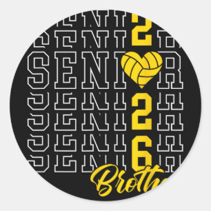 Senior Volleyball Brother Graduation Cl Of 2026 Se Classic Round Sticker