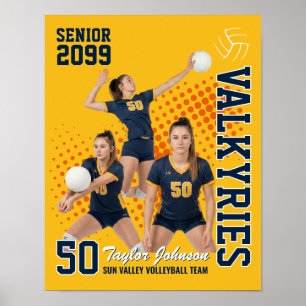 Senior Volleyball Player Custom Photo Sports Poster