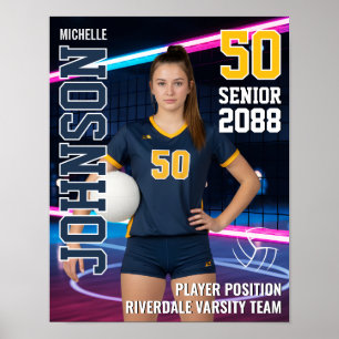 Senior Volleyball Player Team Photo Custom Sports Poster