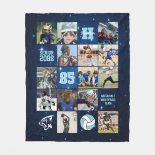 Senior Volleyball Team Custom Photo Galaxy Star Fleece Blanket